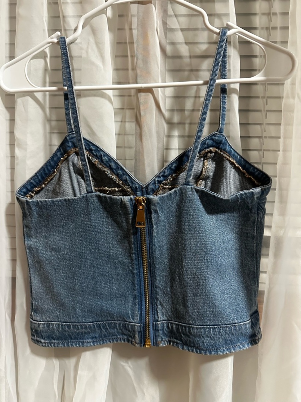 Express Denim Bustier Crop Top NWT - Picture 3 of 7